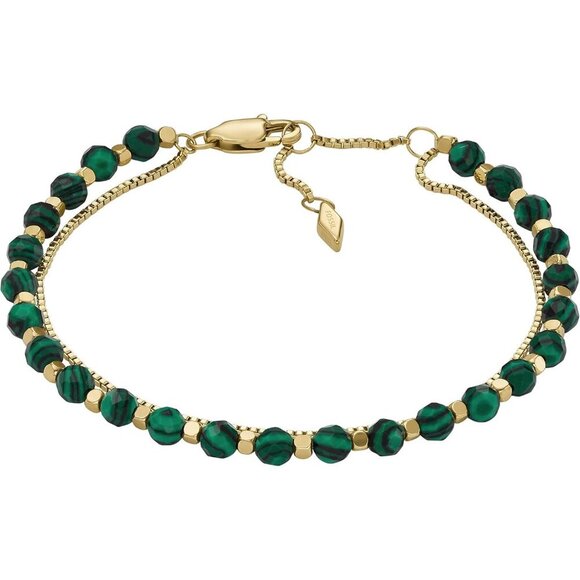 Jewelry - Women's Gold Stainless Steel Malachite Beaded Bracelet Elegant Jewelry